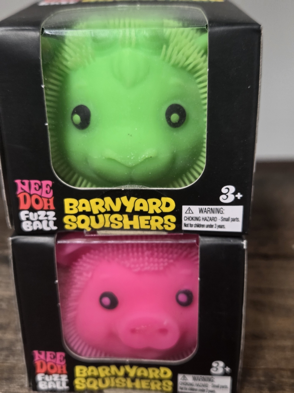 Barnyard Squishers Needoh Toy - Green Cow & Pink Pig Rare